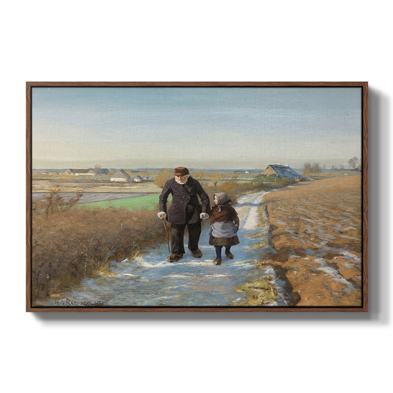 «The Old Man and the Child», 1888 - Hans Andersen Brendekilde, toile tendue avec châssis, 24 po x 36 po, Noyer
