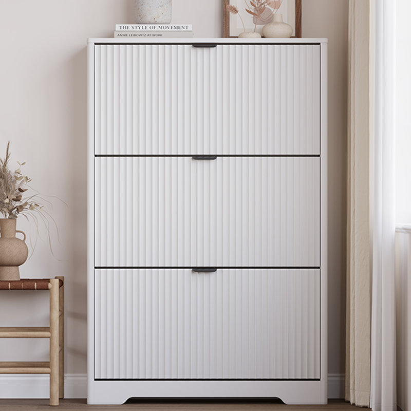 Wavy 3-Door Shoe Storage,, White