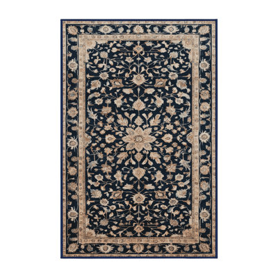 Tapis bleu turc lavable à la machine