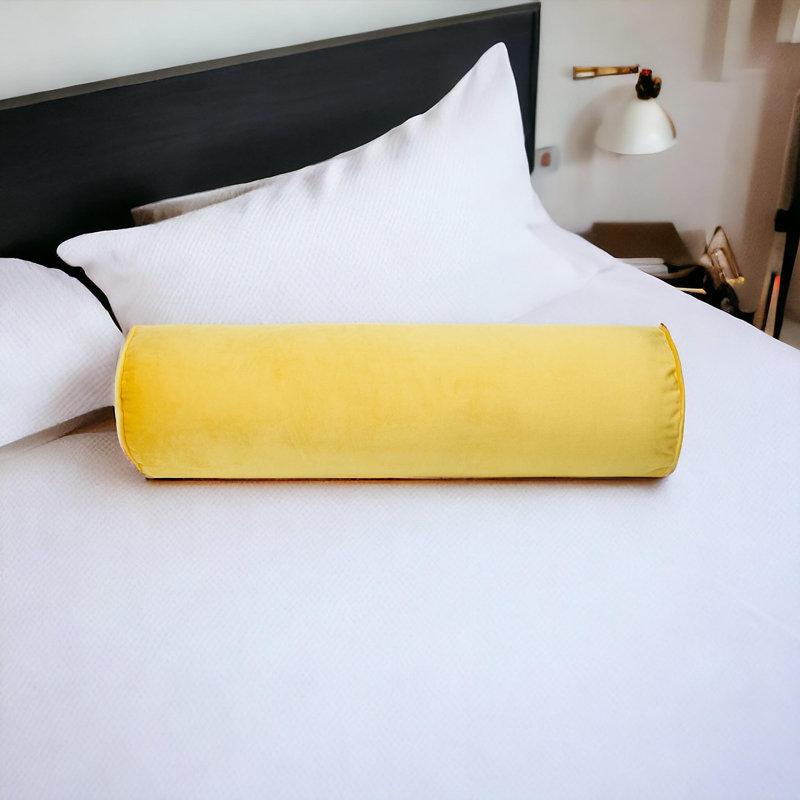 Housse de coussin en velours, H 6 po x l 16 po, Jaune