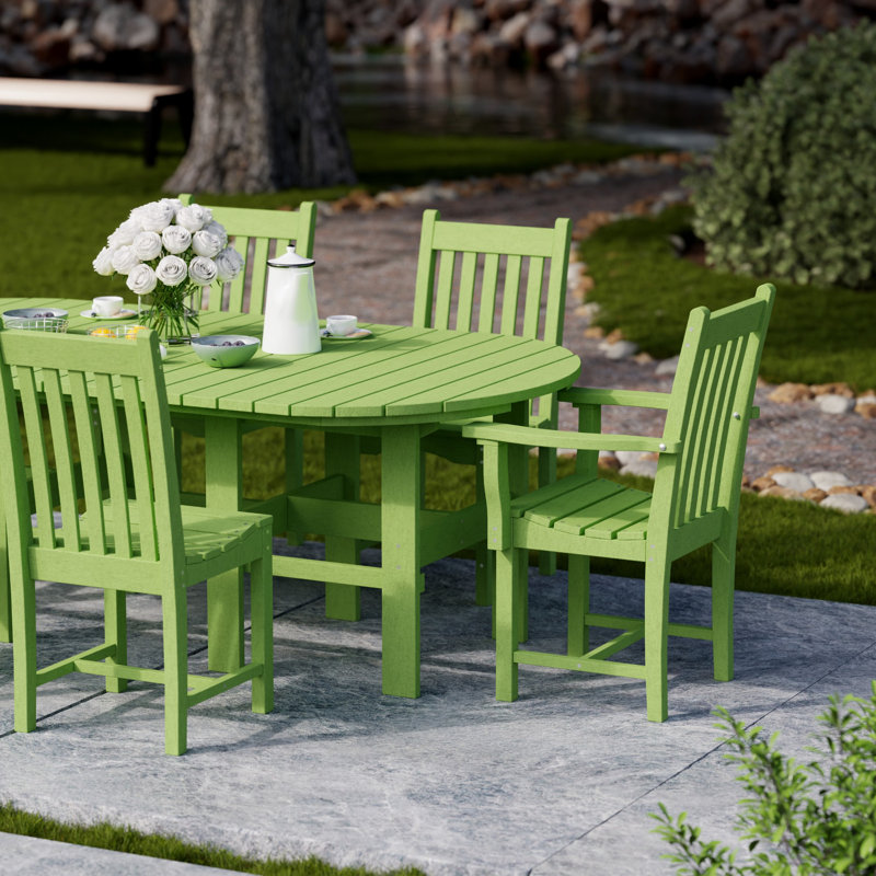 Classic 7-Piece 44" x 84" Dining Set, Lime Green