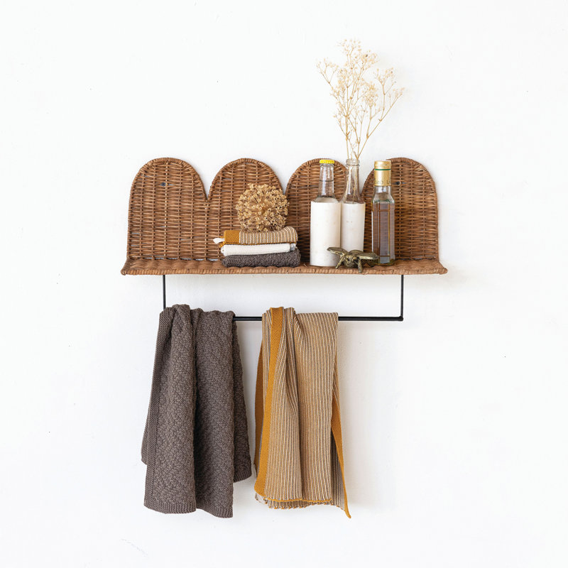 Aubree Wavy Rattan Floating Shelf