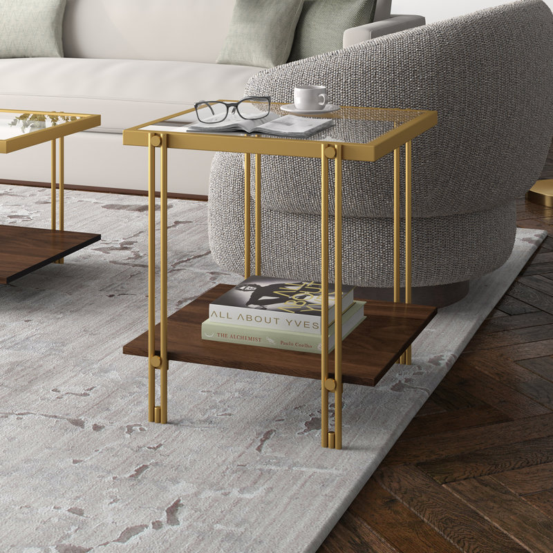 Inez Glass Top End Table