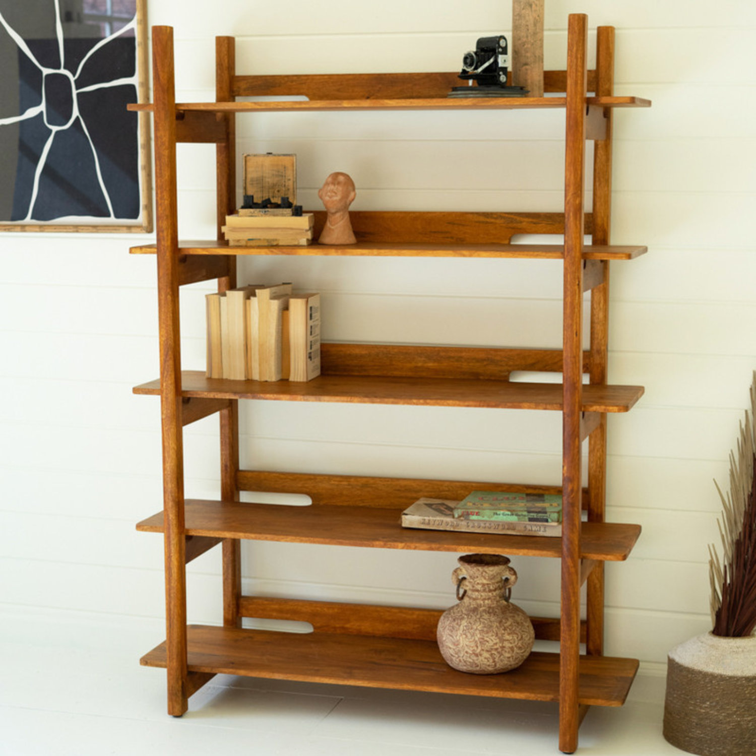 Loon Peak MANGO WOOD BOOKSHELF WITH TEAK FINISH Wayfair