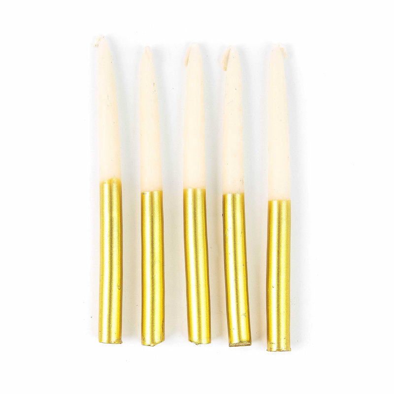 Hanukkah Silver Candle Set, Gold 