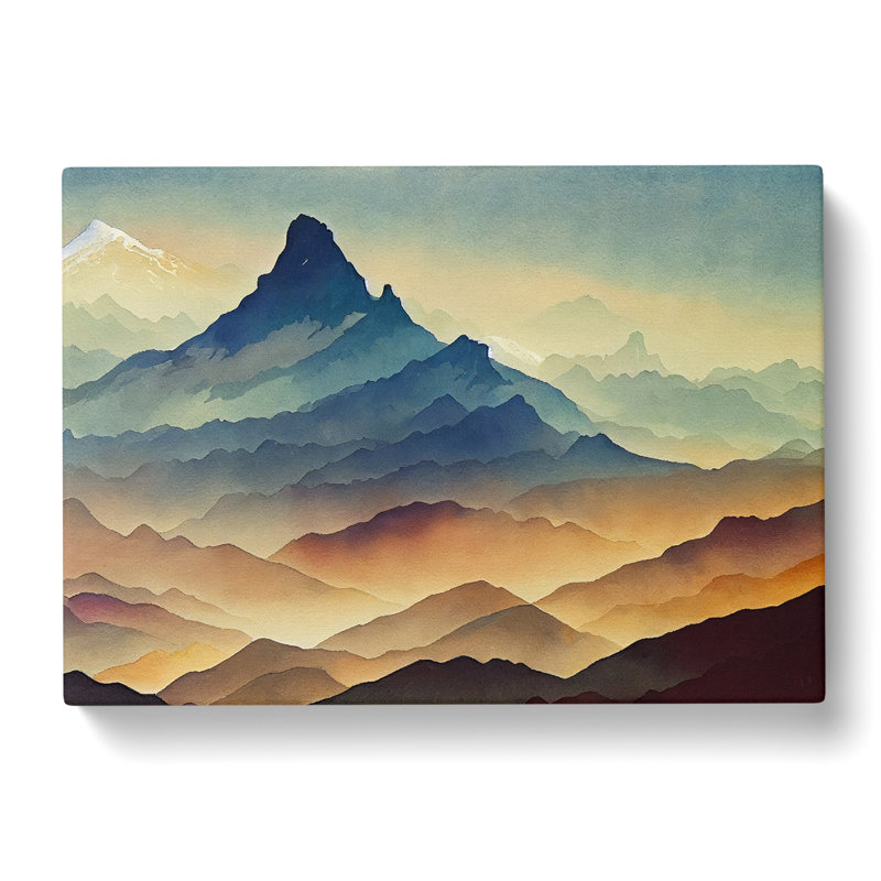 View Of A Mountain Landscape Vol.1 - Wrapped Canvas Painting, 40cm H x 60cm W x 3cm D