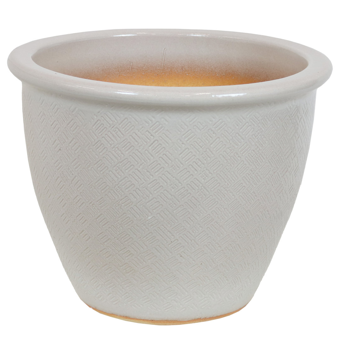 Round Ceramic Outdoor Planter - 15" x 15" x 12" Red Barrel Studio® 