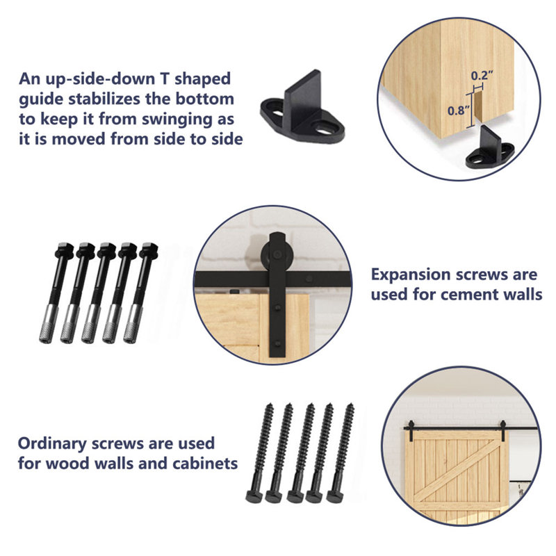 Ensemble de quincaillerie de porte de grange simple i shape i standard, 48 po