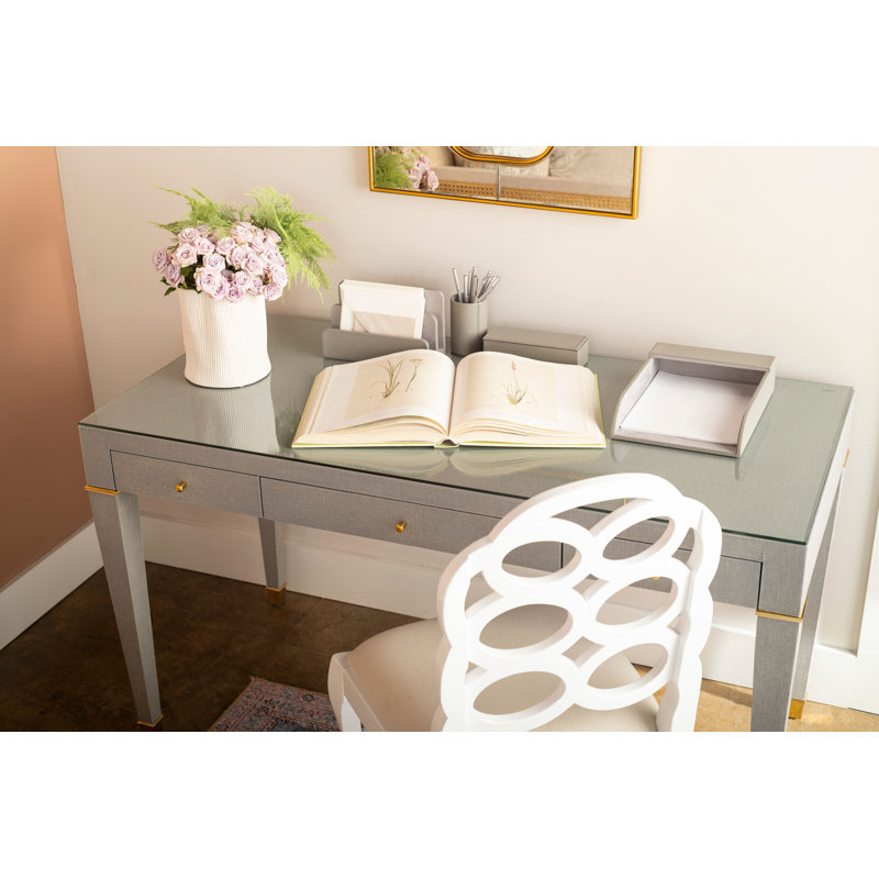 Claudette Writing Desk, Gray/Nickel