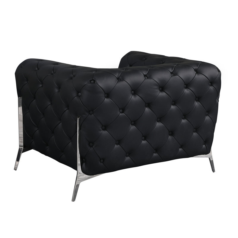 Chaise 100% cuir italien Top Grain, Noir