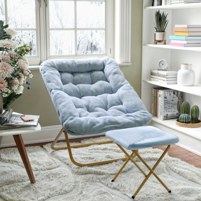 Fauteuil surdimensionné rembourré avec soucoupe et repose-pieds