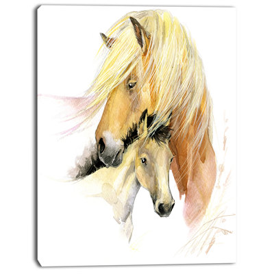 «Horse Mom Baby Watercolor», impression sur toile tendue