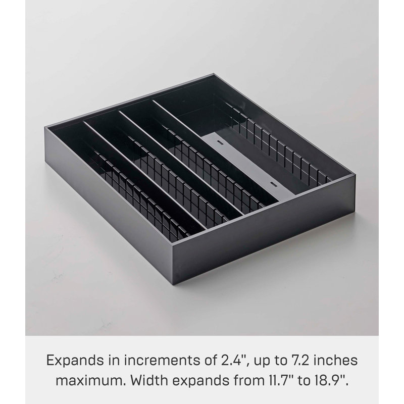 Yamazaki Home Tower Expandable Cutlery Tray - Black ABS Plastic
