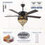 Ventilateur de plafond 52 "/ 62" / 72 "en cristal Fandelier avec lumières et télécommande-323636106-324104226