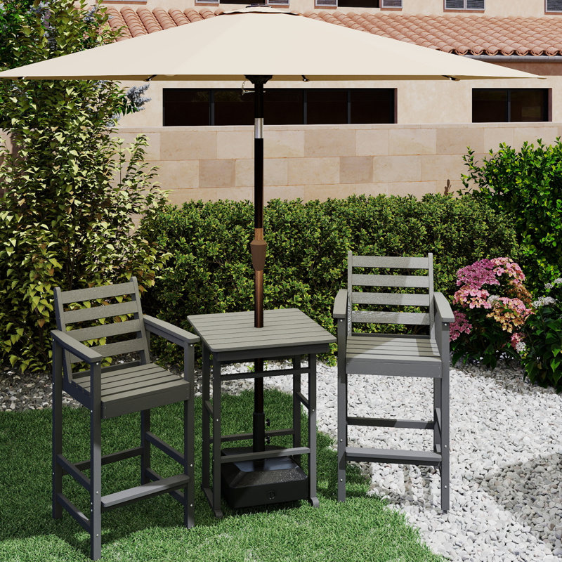 Ensemble de table et chaises d'extérieur toutes saisons à hauteur de bar en PEHD pour balcon de patio bistro, Oui, Gris