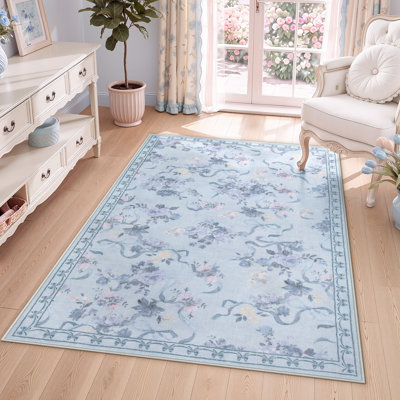 Boho Non-Slip Floral Washable Indoor Area Rug