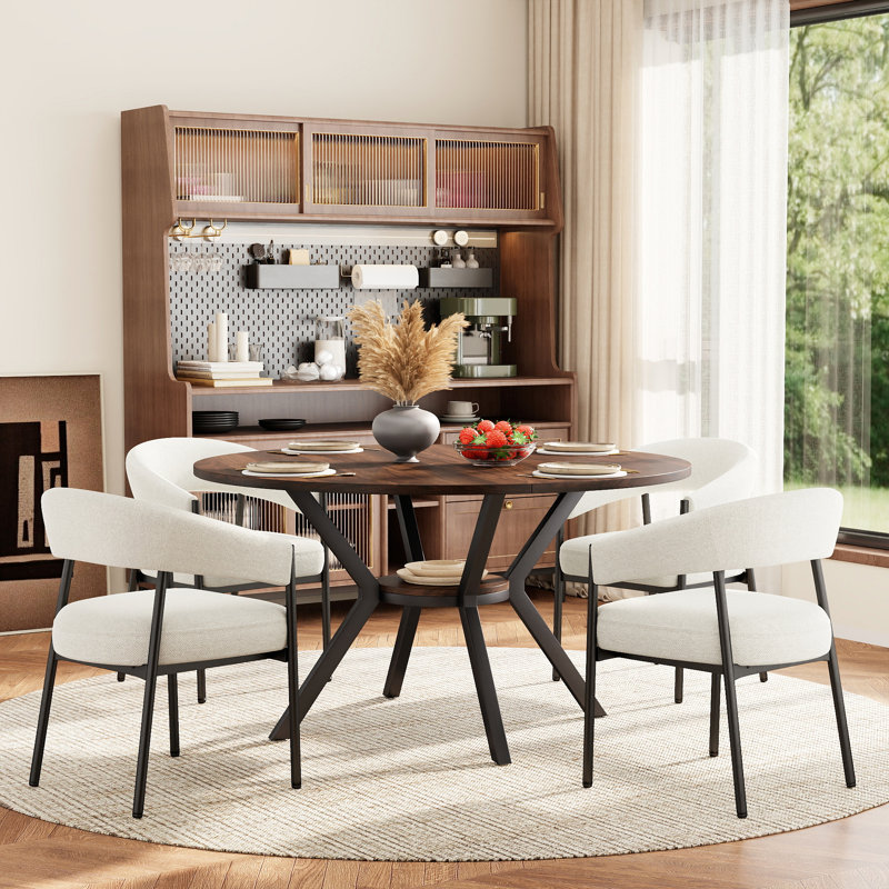 Ensemble de table de salle à manger moderne avec chaises rembourrées en chenille