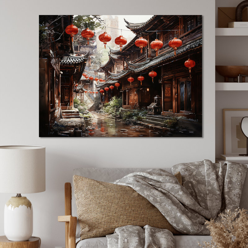 «China Red Lantern II» - impression, H 24 po x l 32 po x P 1 po, Toile tendue