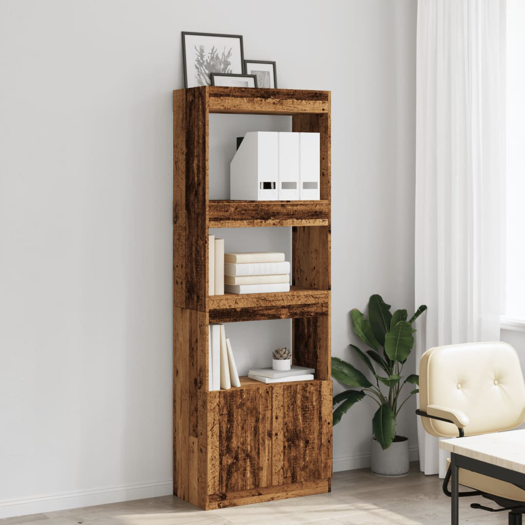 Highboard 63 x 33 x 180cm. Black wood composite