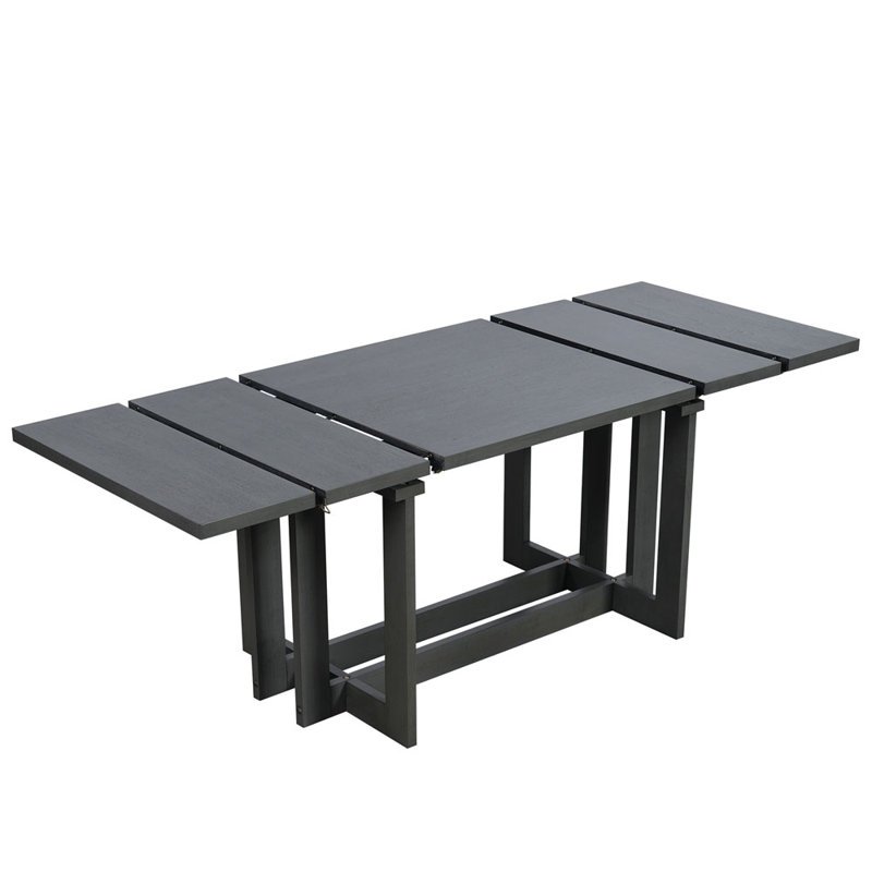 Table de salle à manger extensible rustique de 82 po, table de cuisine à tréteaux avec deux rallonges de 12 po, Gris