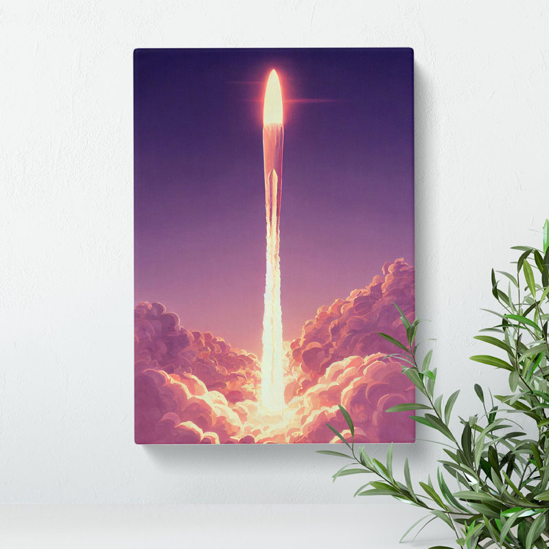 Spaceship Rocket In Flight No.3 - Wrapped Canvas Print, 50cm H x 35cm W x 3cm D