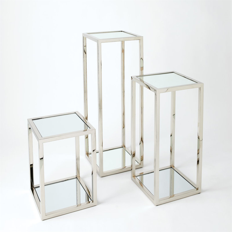 Escher Pedestal/Planter, 20" H x 14" W x 14" D, Brass