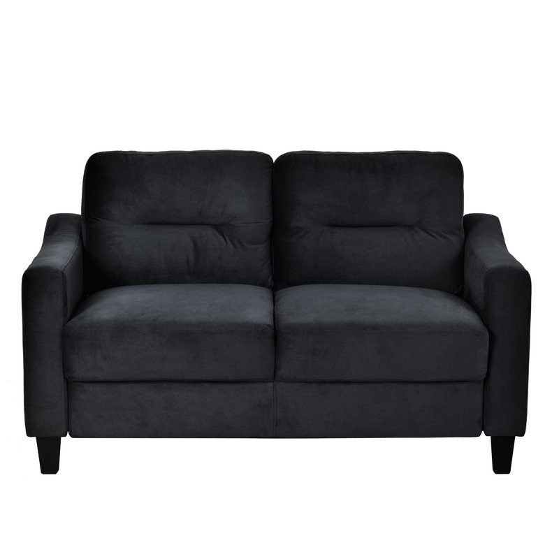Canapé-lit modulaire confortable et canapé pour salon, chambre, bureau, petit espace, Noir, noir, noir, noir, Velours noir