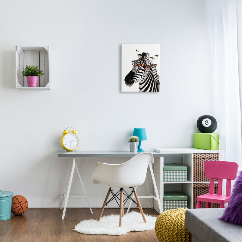 Zèbre portant des lunettes, art mural par Karen Smith, H 20 po x l 16 po x P 1,5 po