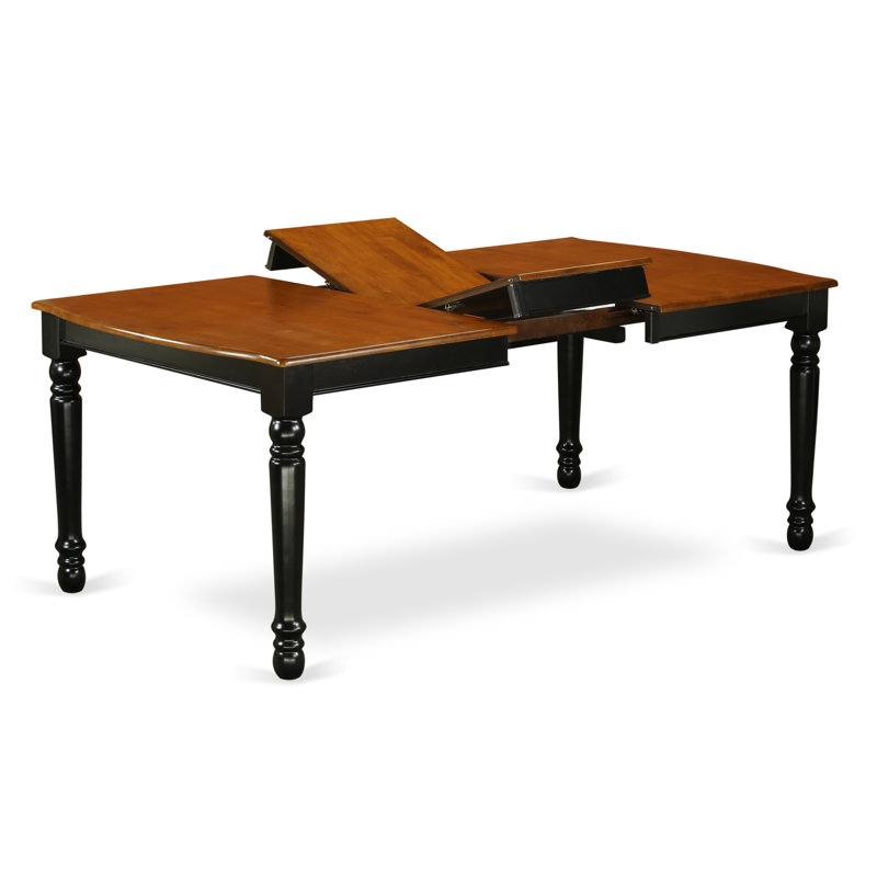 Ensemble de table de salle à manger 5 pièces moderne comprenant une table rectangulaire en bois avec feuille papillon et 4 chaises rembourrées en similicuir, noir et cerisier de 42 po x 78 po
