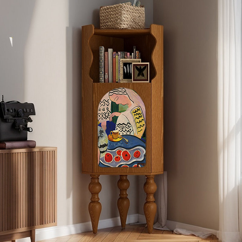 Bibliothèque d'angle en bois de style français, Brun