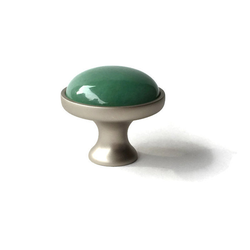 1.25" Diameter Mushroom Knob, Oiled Rubbed Bronze/Green
