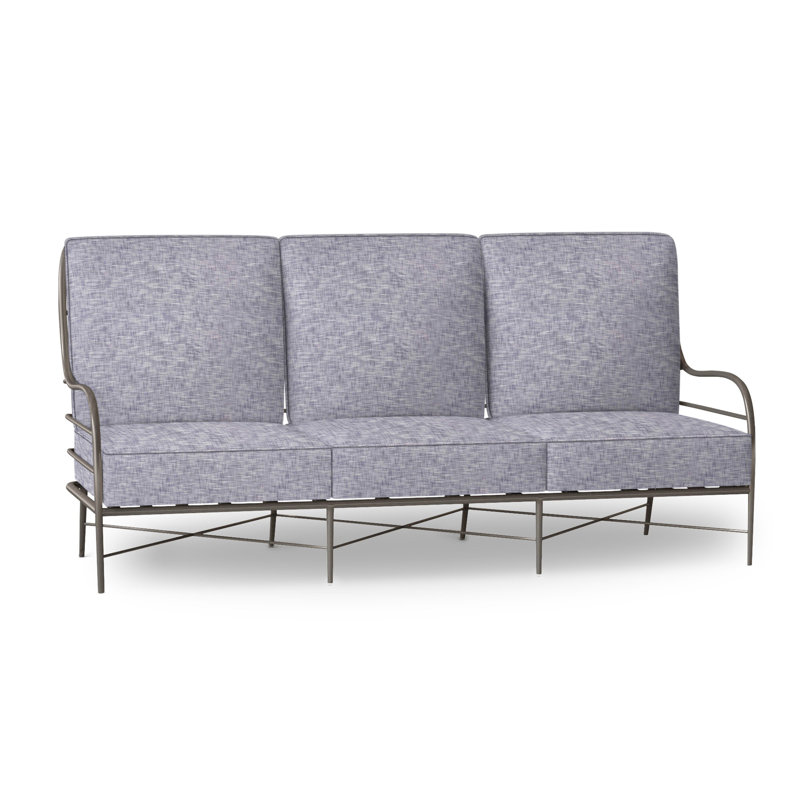 Carmel Aluminum Sofa - Slate Gray, Welt, Indigo Velvet