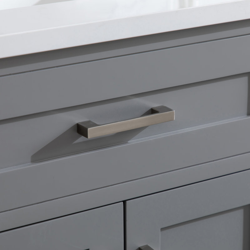 Amelia 60'' Double Bathroom Vanity with Engineered Stone Top, Gray