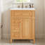 Meuble-lavabo de 24 po avec lavabo, armoire de rangement en bois massif, ensemble de meuble-lavabo autoportant avec tiroir rabattable, 2 tiroirs à fermeture en douceur et 1 porte à fermeture en douceur