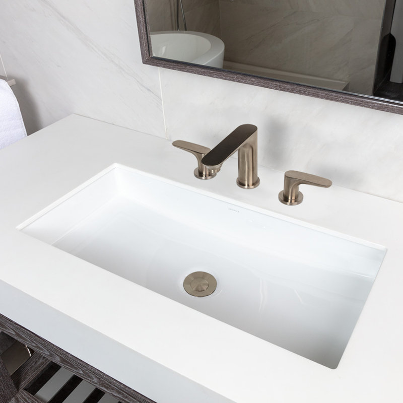 Flou Widespread Bathroom Faucet with Drain Assembly, Brushed Nickel