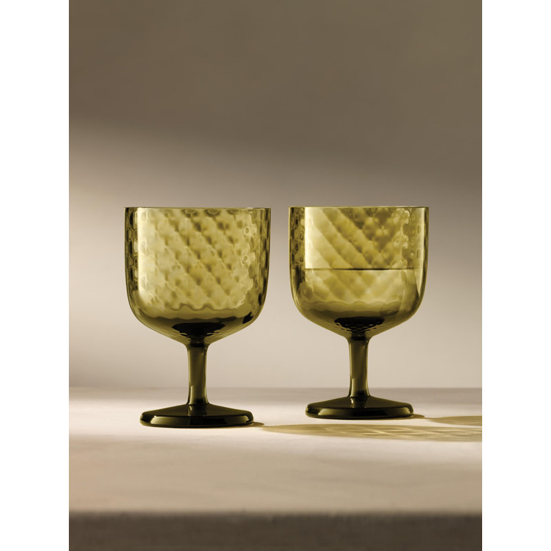 Dapple 11oz. Handmade Red Wine Glass Set, Woodland Green