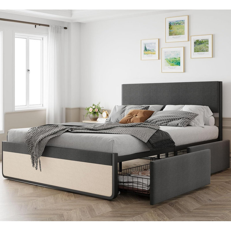Plush Upholstered Bed Frame, Full XL