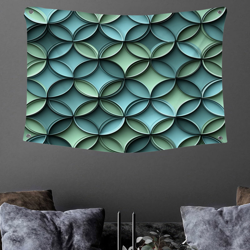 Tapisserie murale cercles - Décoration murale géométrique, H 50 po x l 60 po