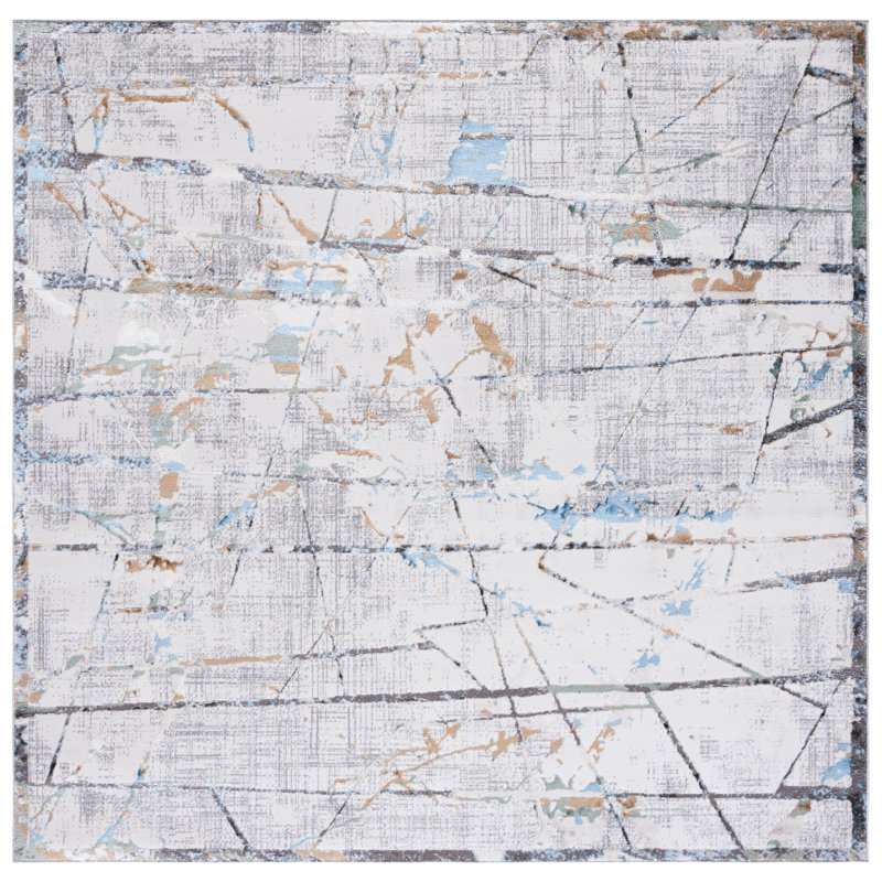 Wayde Beige/Gray Area Rug, Square 6'7"