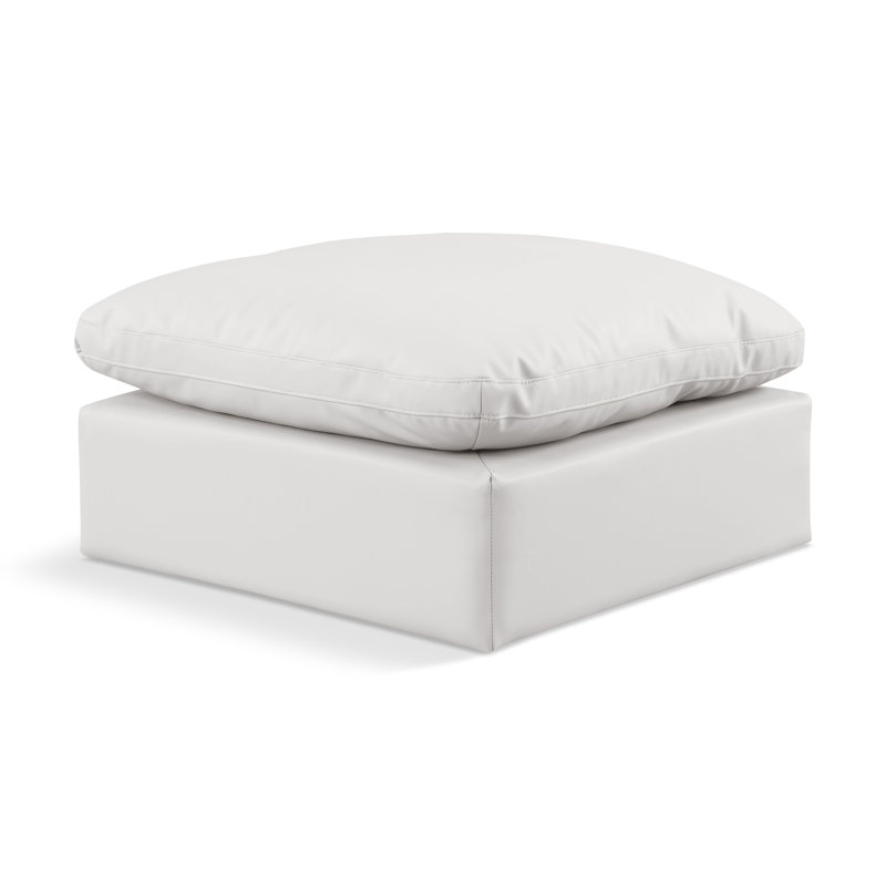 Itala Upholstered Ottoman, Cream Vegan Leather