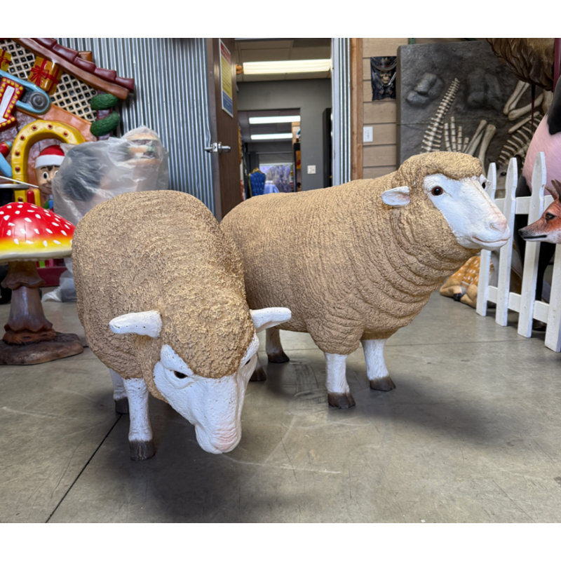 Merino Ewe Head Down Life Size Statue