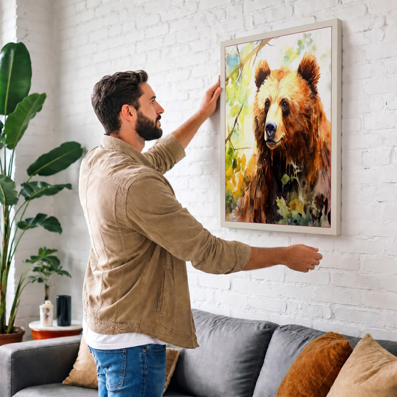 Brown Bear Stillness Boho - Print, 24x16 - 61.0 x 40.6 cm, White Border