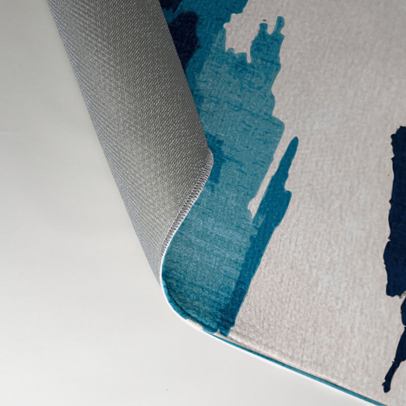 Watercolor Blue Indoor and Outdoor Area Rug, Rectangle 9' x 12'