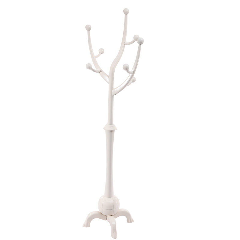 Freestanding Wooden Clothes Coat Rack, White