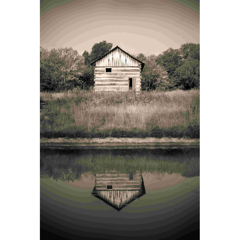 Vieille cabane - peinture sur toile tendue, H 18 po x l 12 po