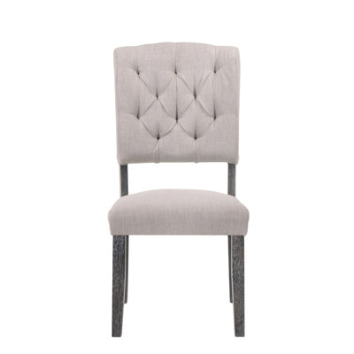 2 chaises d'appoint transitionnelles - lin beige, chêne gris, dossier de style chêne 2