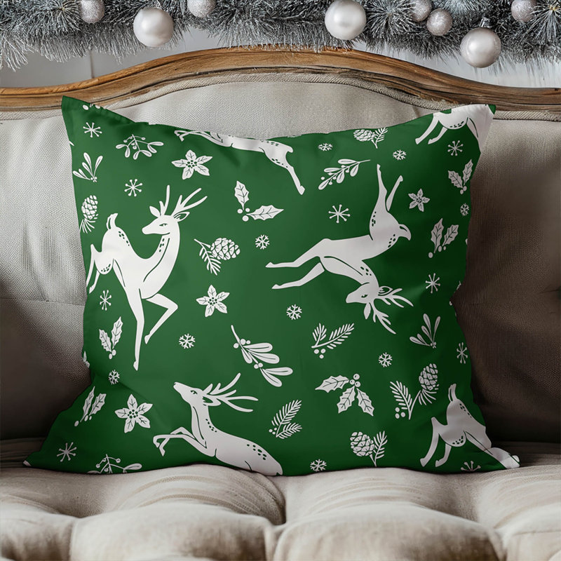 Coussin décoratif d'intérieur, Vert, Carré 16 po