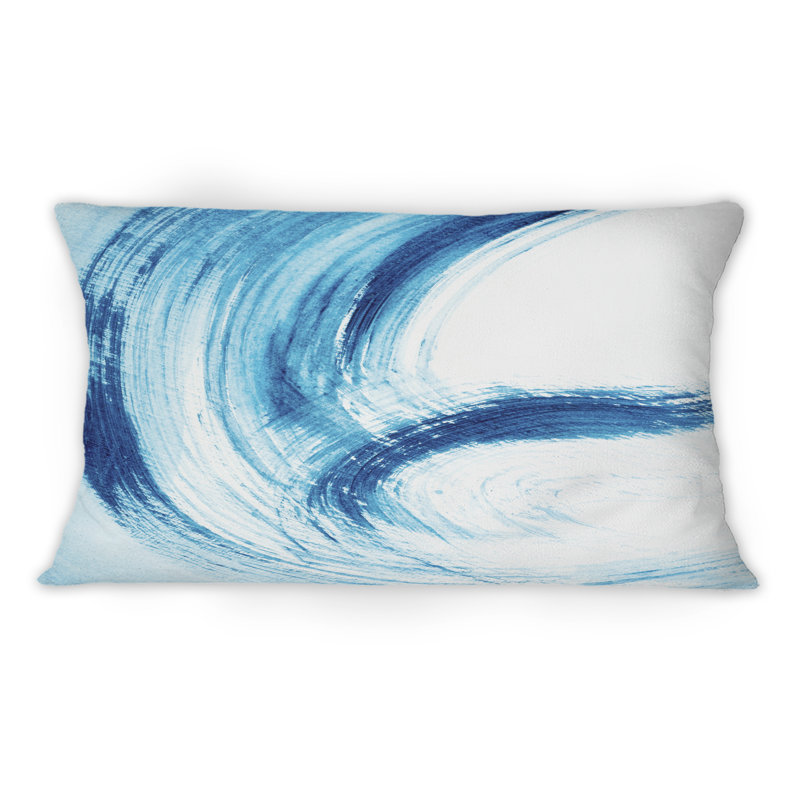 Blue Brush Strokes On White I - Coussin décoratif imprimé moderne 1