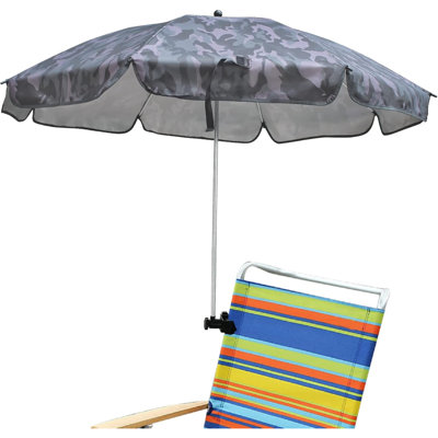 Chaise parapluie avec pince universelle 43 pouces UPF 50+, pince portative sur chaise de patio, chaise de plage, poussette, fauteuil de sport, fauteuil roulant et chariot, camouflage forêt