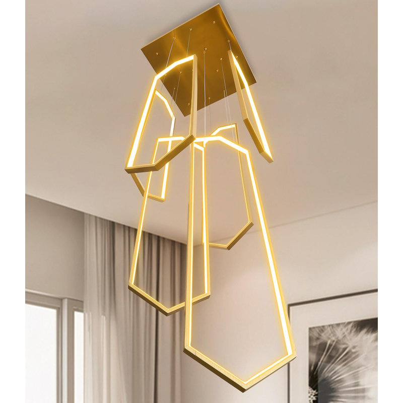 6 - Light Glam Dimmable Linear Chandelier, Gold